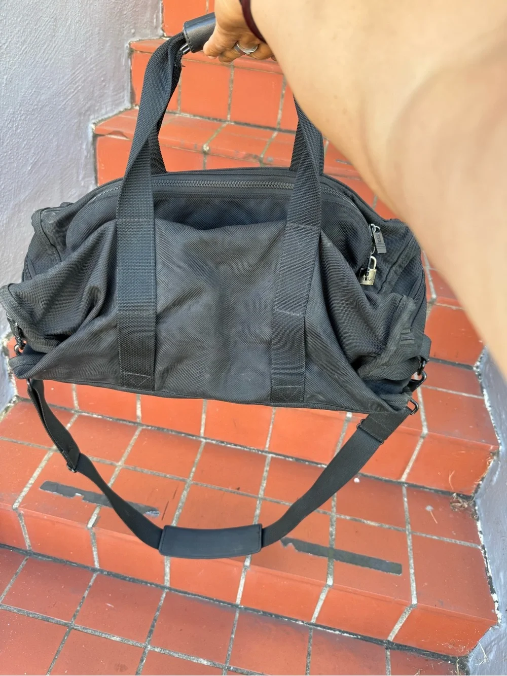 Rare Vintage TUMI Alpha Small Gym Duffel Travel Bag 18x9x8 Black Ballistic Nylon
